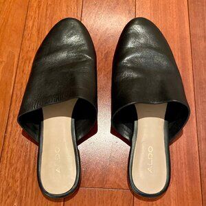 Aldo Black Leather Mule Slip-On Sandals - Excellent Condition
